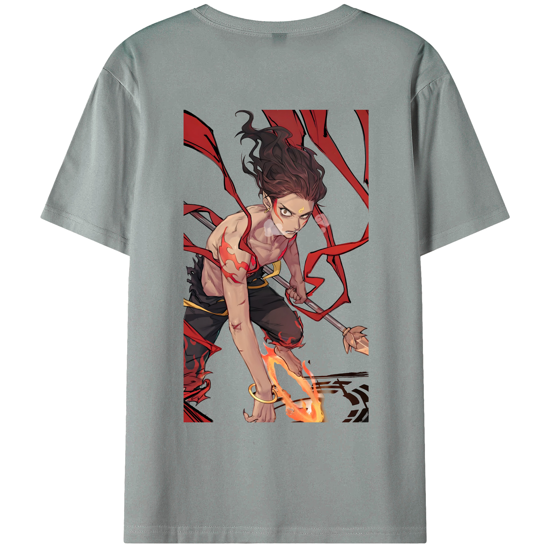（画像用） Ne Zha 2 ナタ 魔童の大暴れ 綿100％ メンズ半袖Tシャツ（バックプリント） 通気性